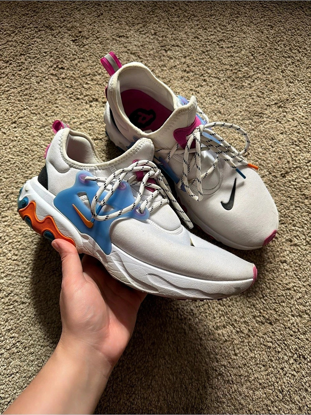 Nike React Presto White Hyper Pink Photo Blue & Pink Sneakers